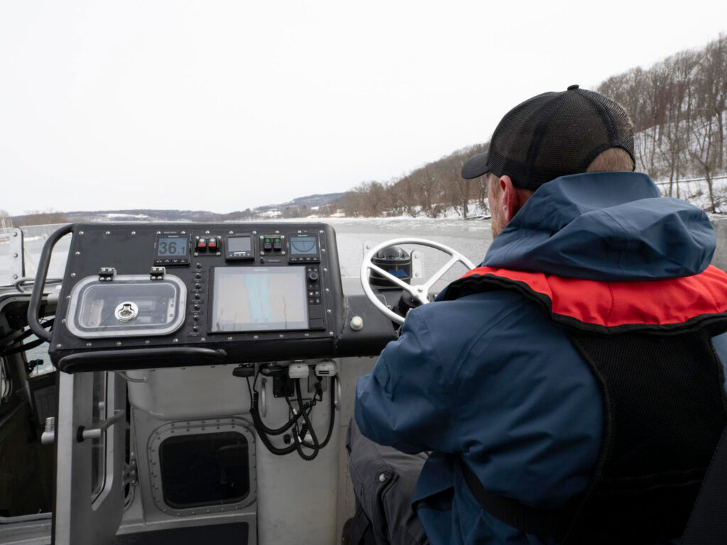 Piloting from the open bridge helm